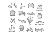 Transport icons set on white