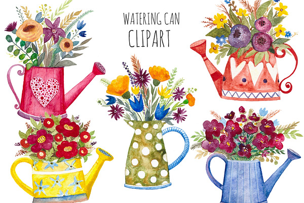 Watering can floral clipart png
