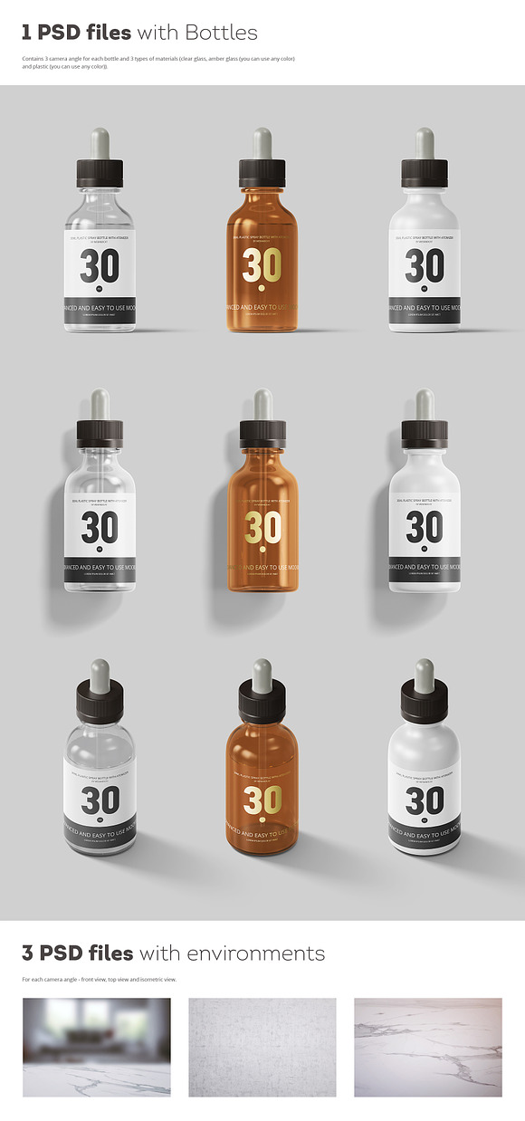 30ml Dropper Bottles Mockup in Product Mockups - product preview 1