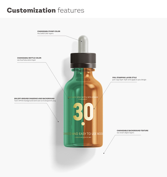 30ml Dropper Bottles Mockup in Product Mockups - product preview 2