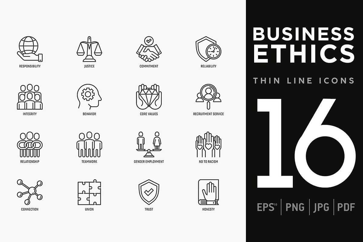Business Ethics | 16 Thin Line Icons in Business Icons - product preview 8