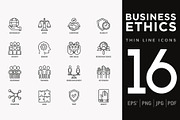 Business Ethics | 16 Thin Line Icons