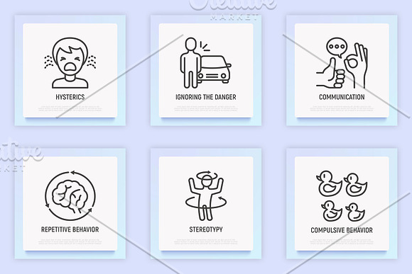 Autism | 16 Thin Line Icons Set in Communication Icons - product preview 5