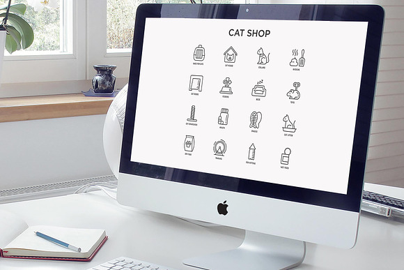 Cat Shop | 16 Thin Line Icons Set in Cat Icons - product preview 7