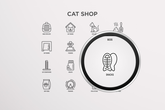 Cat Shop | 16 Thin Line Icons Set in Cat Icons - product preview 9