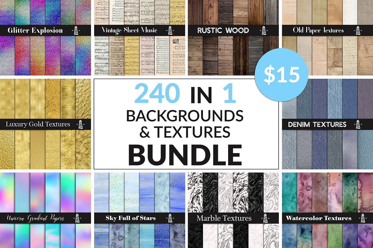 Texture Bundle - 240 Digital Papers in Graphics - product preview 8
