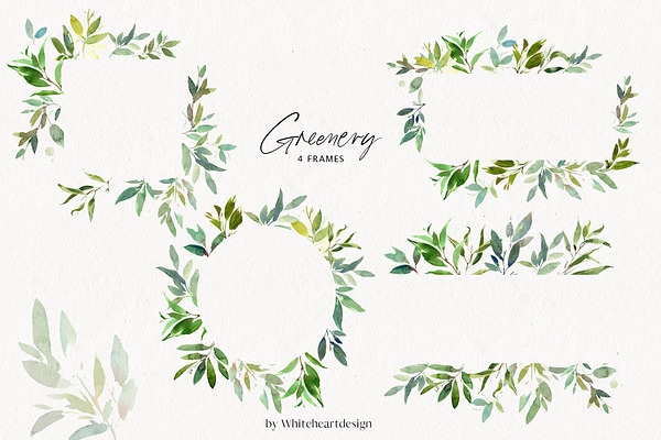 Greenery Watercolor Leaves Clipart