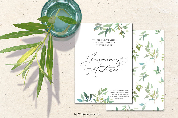 Greenery Watercolor Leaves Clipart in Illustrations - product preview 4
