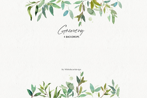 Greenery Watercolor Leaves Clipart in Illustrations - product preview 5