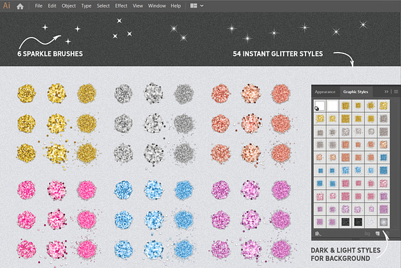 VECTOR GLITTER For Adobe Illustrator in Photoshop Layer Styles - product preview 1