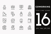 Coworking | 16 Thin Line Icons Set