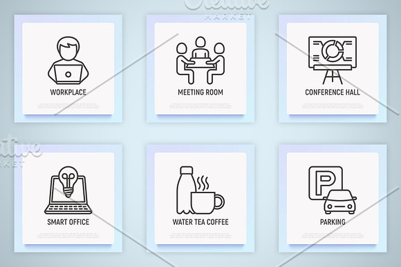 Coworking | 16 Thin Line Icons Set in Communication Icons - product preview 4