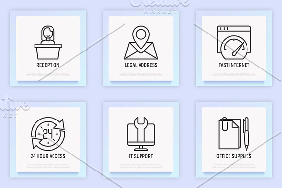 Coworking | 16 Thin Line Icons Set in Communication Icons - product preview 5