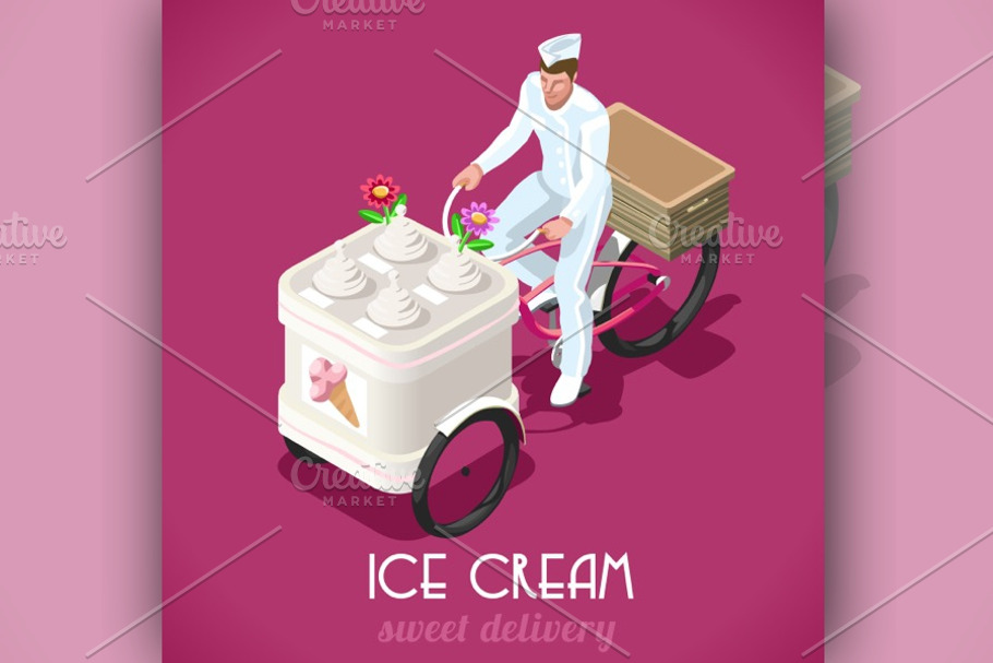 Icecream Man People Isometric in Illustrations - product preview 8