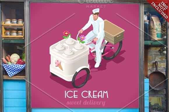 Icecream Man People Isometric in Illustrations - product preview 1