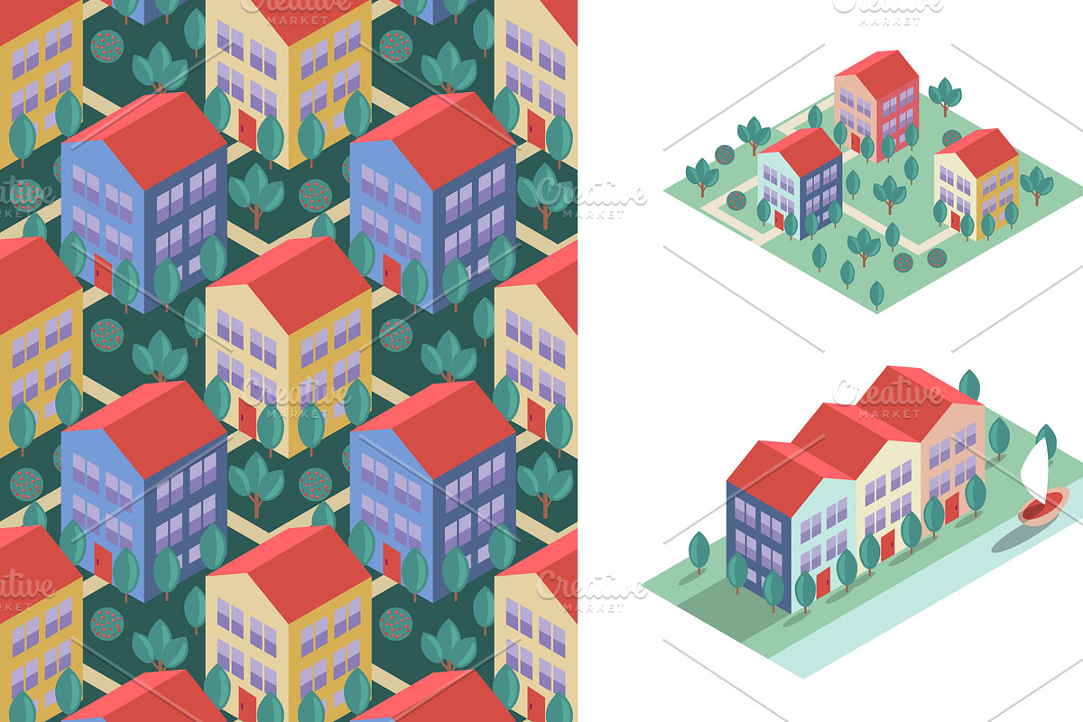Isometric houses in Objects - product preview 8
