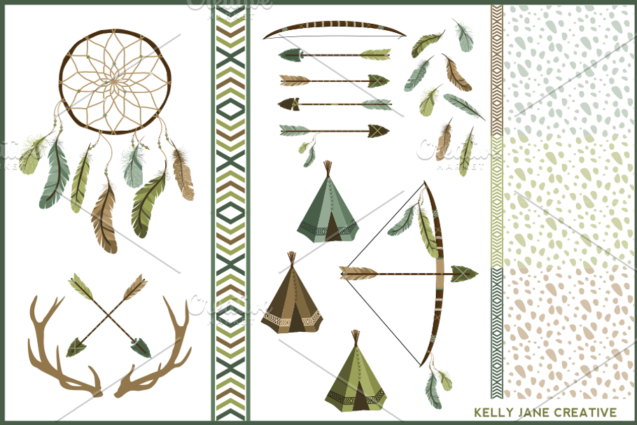 Arrows Antlers & Feathers Vector
