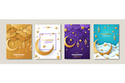 Ramadan posters set with moon