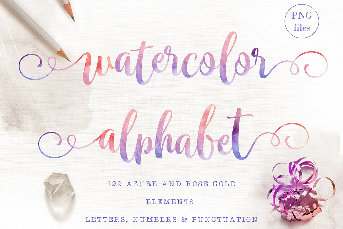 Watercolor alphabet clip art in Objects - product preview 8