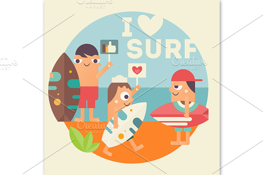 I Love Surf Poster in Illustrations - product preview 8