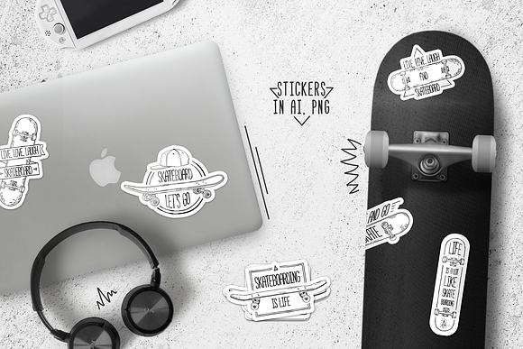 Set of Skateboarding line logo in Logo Templates - product preview 3