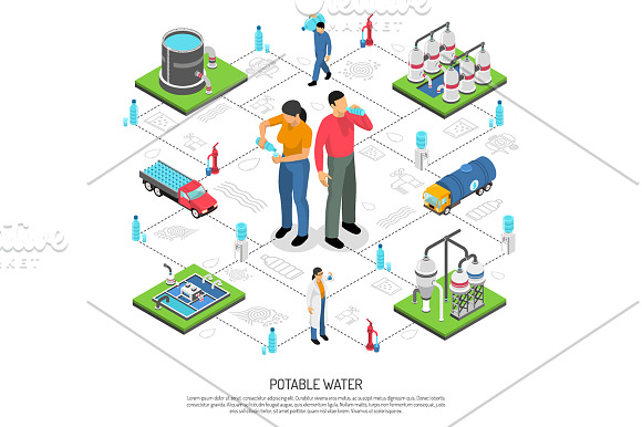 Water Purification Isometric in Illustrations - product preview 2