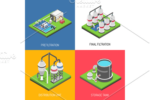Water Purification Isometric in Illustrations - product preview 3