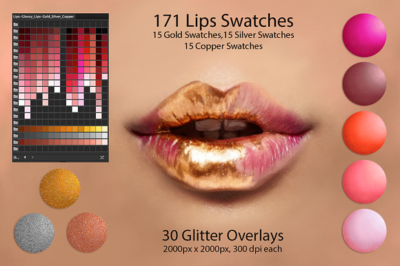 Lips Swatches in Photoshop Color Palettes - product preview 1
