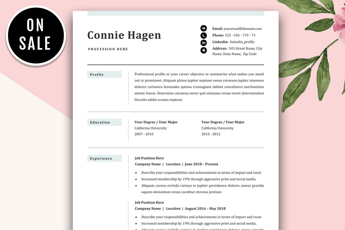 Resume Template for Word in Letter Templates - product preview 8