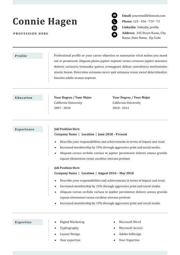 Resume Template for Word in Letter Templates - product preview 5