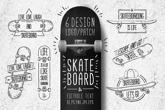 Set of Skateboarding line logo in Logo Templates - product preview 6