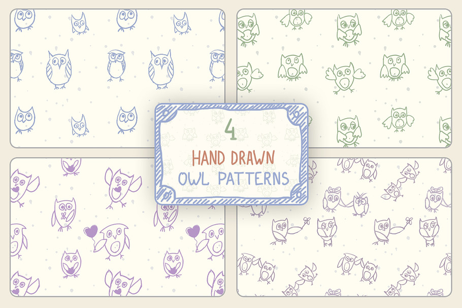 Hand Drawn Owl Patterns