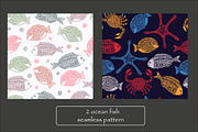 Seamless pattern with ocean fish