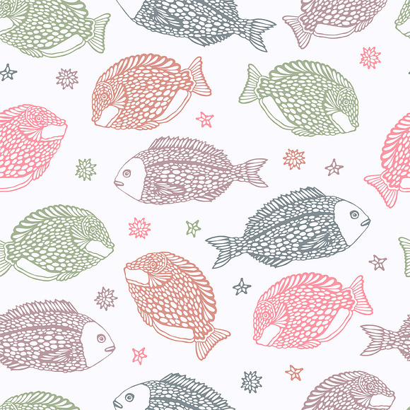 Seamless pattern with ocean fish in Patterns - product preview 1