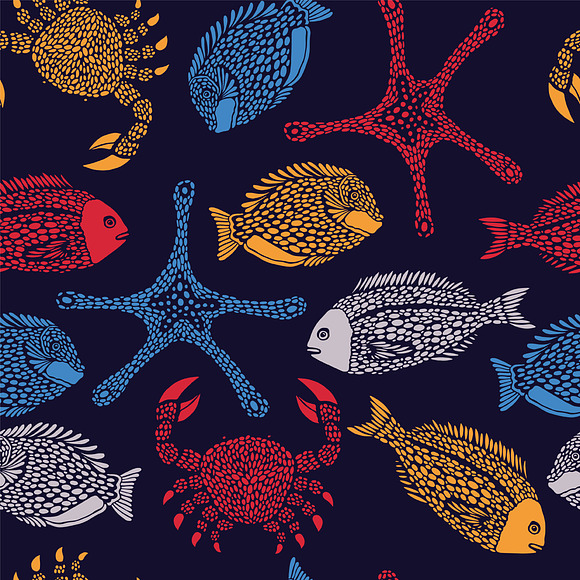Seamless pattern with ocean fish in Patterns - product preview 2
