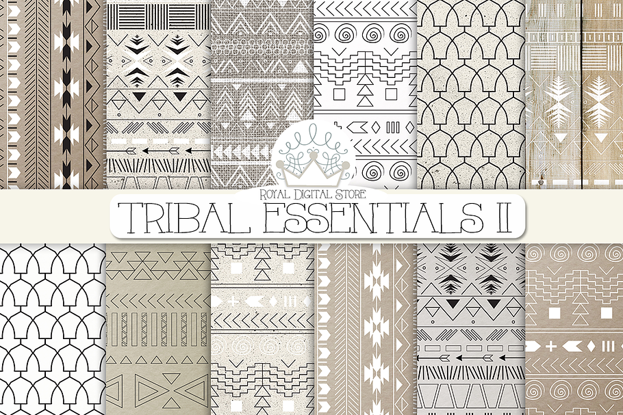 TRIBAL ESSENTIALS II digital paper in Textures - product preview 8