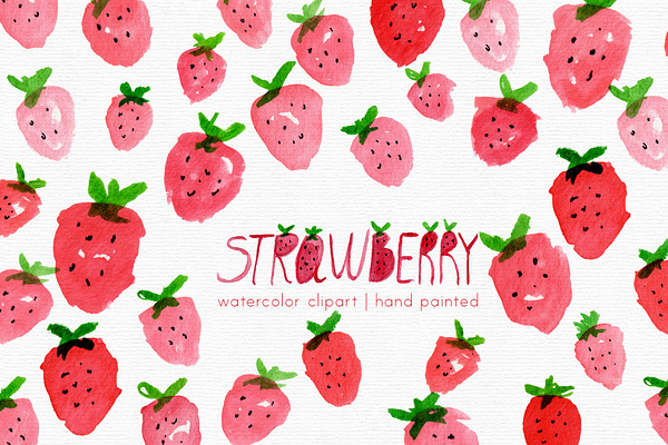 watercolor strawberry clipart