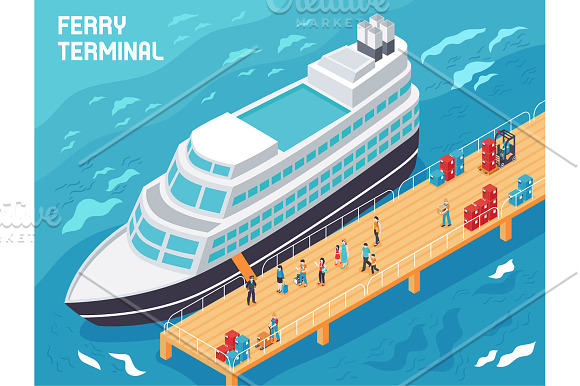 Sea Port Isometric Set in Illustrations - product preview 1