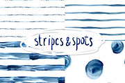 Stripes and spots seamless patterns