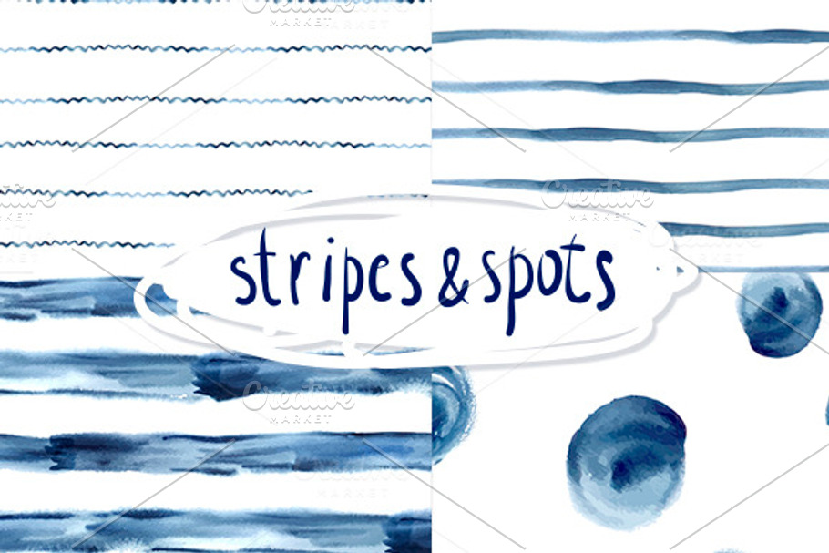 Stripes and spots seamless patterns in Patterns - product preview 8