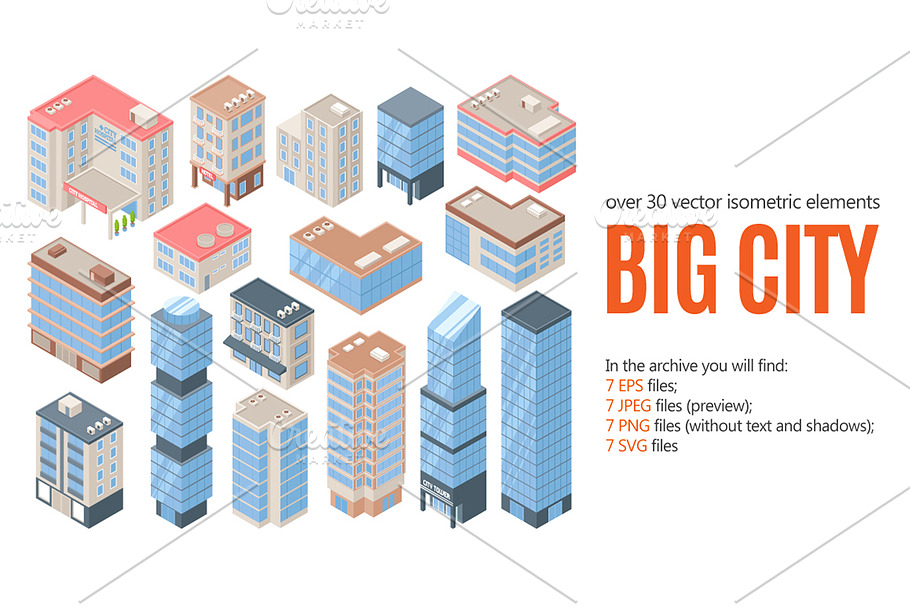 Big City Isometric Set in Illustrations - product preview 8