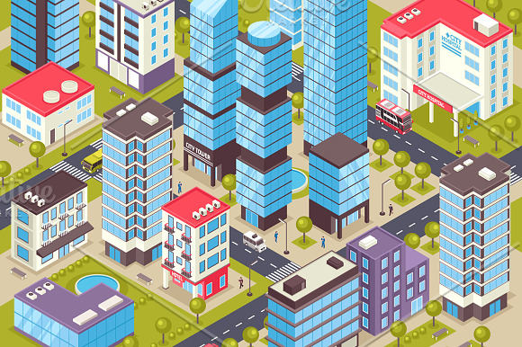 Big City Isometric Set in Illustrations - product preview 2