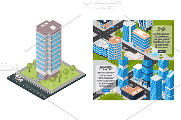 Big City Isometric Set in Illustrations - product preview 3