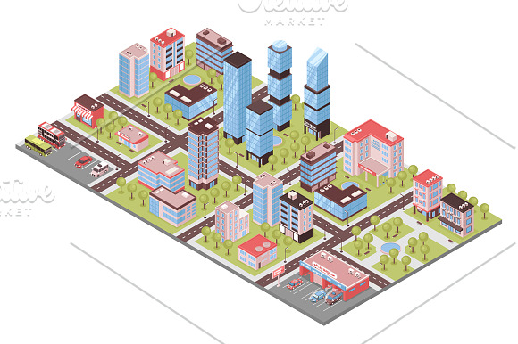 Big City Isometric Set in Illustrations - product preview 4