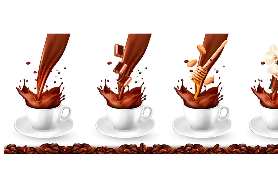 Set of coffee with different flavors in Illustrations - product preview 8