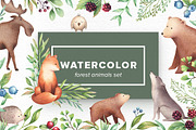 Watercolor Forest Animals Set