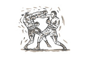 drawing of two boxers punching