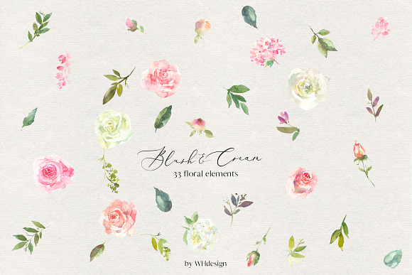 Blush & Cream Watercolor Floral Set in Illustrations - product preview 3