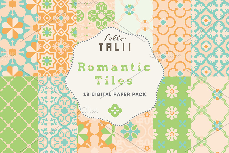 Romantic Tiles Digital Paper in Patterns - product preview 8