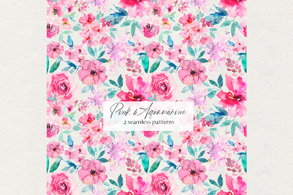 Pink & Aquamarine Floral Collection in Illustrations - product preview 3